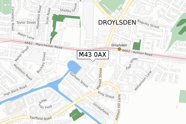 M43 0AX map - large scale - OS Open Zoomstack (Ordnance Survey)
