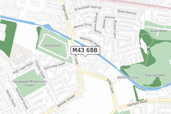 M43 6BB map - large scale - OS Open Zoomstack (Ordnance Survey)
