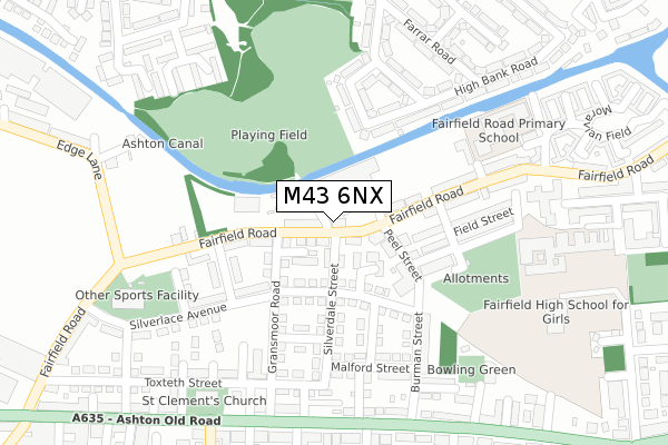 M43 6NX map - large scale - OS Open Zoomstack (Ordnance Survey)