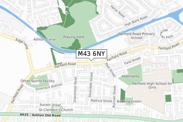 M43 6NY map - large scale - OS Open Zoomstack (Ordnance Survey)