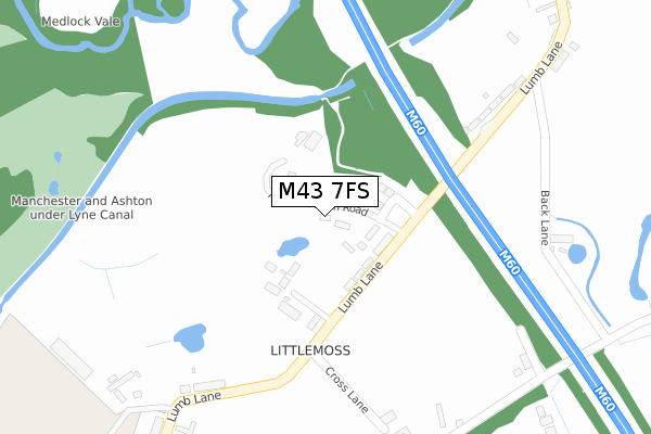 M43 7FS map - large scale - OS Open Zoomstack (Ordnance Survey)