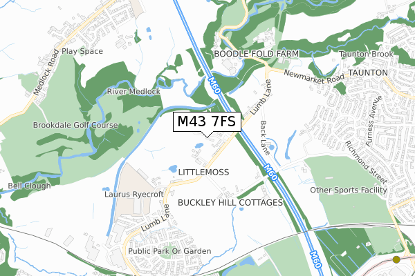 M43 7FS map - small scale - OS Open Zoomstack (Ordnance Survey)