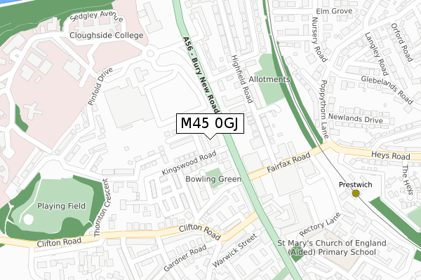 M45 0GJ map - large scale - OS Open Zoomstack (Ordnance Survey)