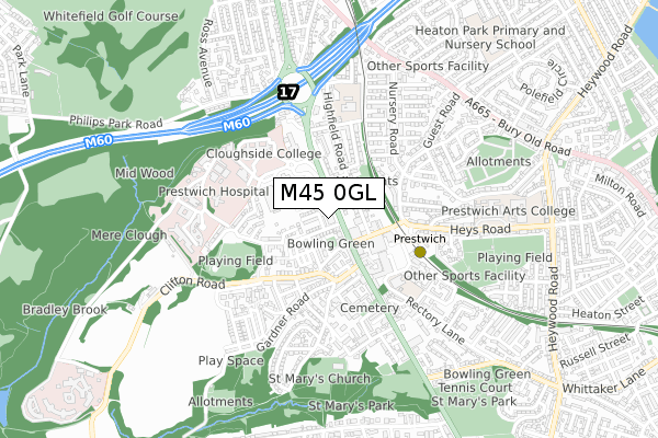 M45 0GL map - small scale - OS Open Zoomstack (Ordnance Survey)
