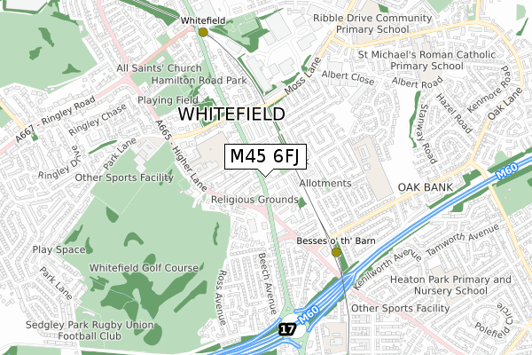 M45 6FJ map - small scale - OS Open Zoomstack (Ordnance Survey)