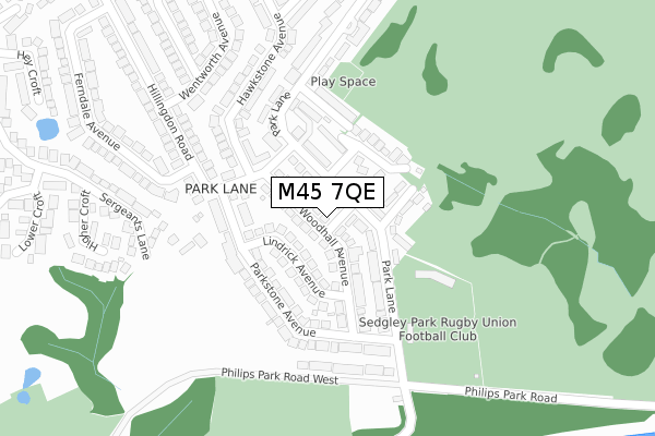 M45 7QE map - large scale - OS Open Zoomstack (Ordnance Survey)