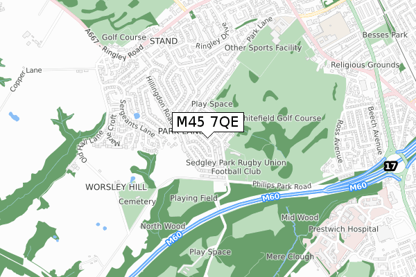 M45 7QE map - small scale - OS Open Zoomstack (Ordnance Survey)