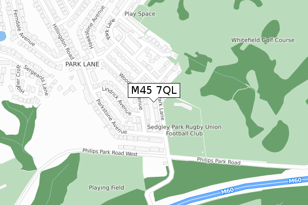 M45 7QL map - large scale - OS Open Zoomstack (Ordnance Survey)