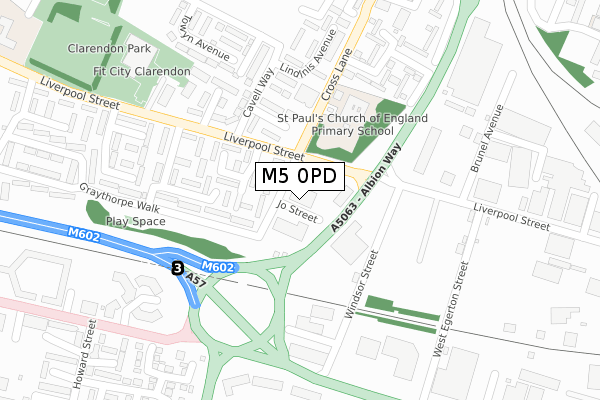 M5 0PD map - large scale - OS Open Zoomstack (Ordnance Survey)
