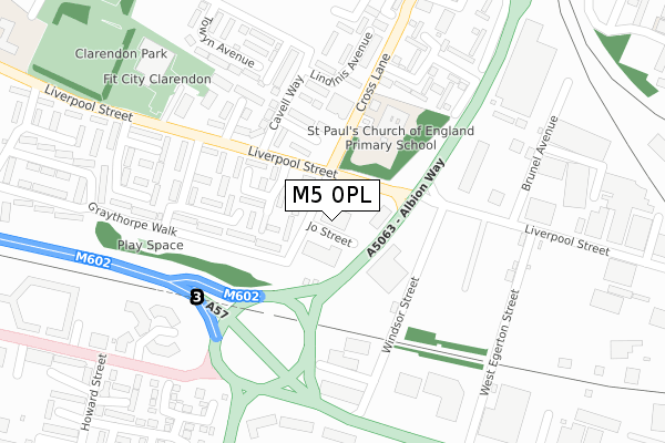 M5 0PL map - large scale - OS Open Zoomstack (Ordnance Survey)