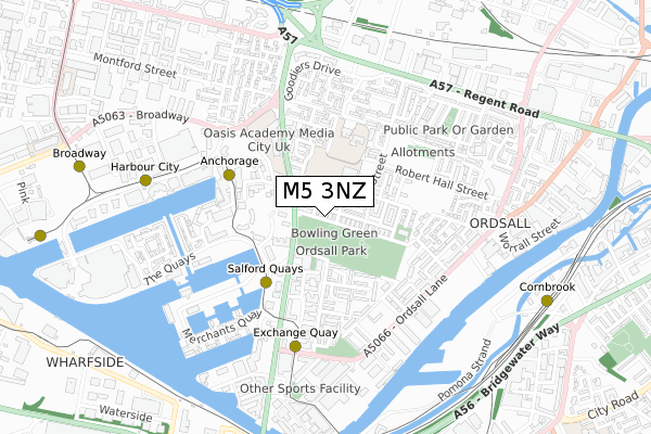 M5 3NZ map - small scale - OS Open Zoomstack (Ordnance Survey)