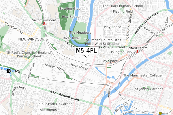 M5 4PL map - small scale - OS Open Zoomstack (Ordnance Survey)