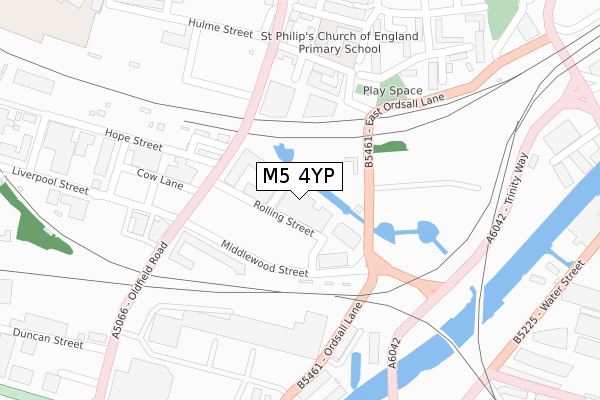 M5 4YP map - large scale - OS Open Zoomstack (Ordnance Survey)