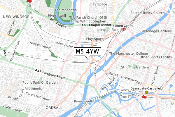 M5 4YW map - small scale - OS Open Zoomstack (Ordnance Survey)