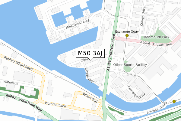 M50 3AJ map - large scale - OS Open Zoomstack (Ordnance Survey)