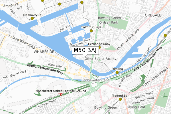 M50 3AJ map - small scale - OS Open Zoomstack (Ordnance Survey)