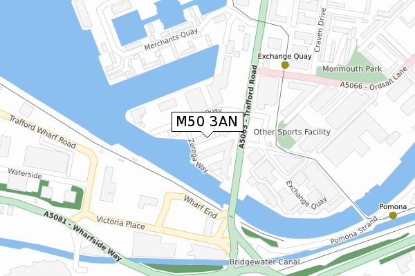 M50 3AN map - large scale - OS Open Zoomstack (Ordnance Survey)