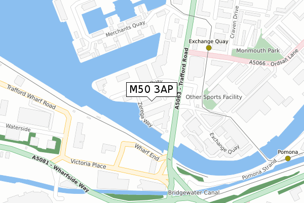 M50 3AP map - large scale - OS Open Zoomstack (Ordnance Survey)