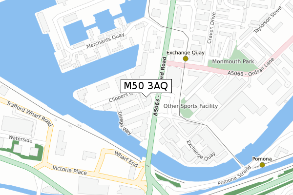 M50 3AQ map - large scale - OS Open Zoomstack (Ordnance Survey)