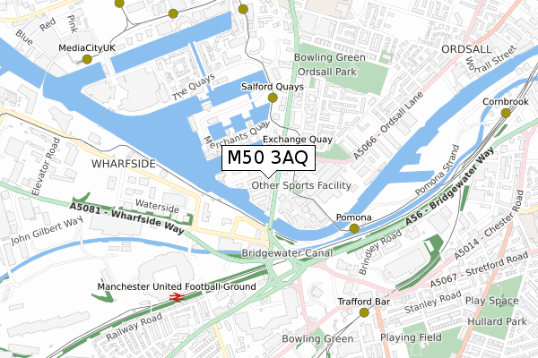 M50 3AQ map - small scale - OS Open Zoomstack (Ordnance Survey)