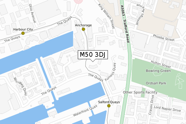 M50 3DJ map - large scale - OS Open Zoomstack (Ordnance Survey)