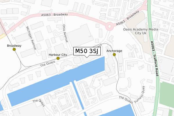 M50 3SJ map - large scale - OS Open Zoomstack (Ordnance Survey)