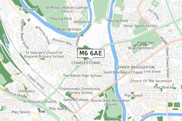 M6 6AE map - small scale - OS Open Zoomstack (Ordnance Survey)