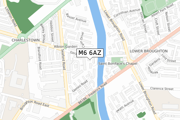 M6 6AZ map - large scale - OS Open Zoomstack (Ordnance Survey)