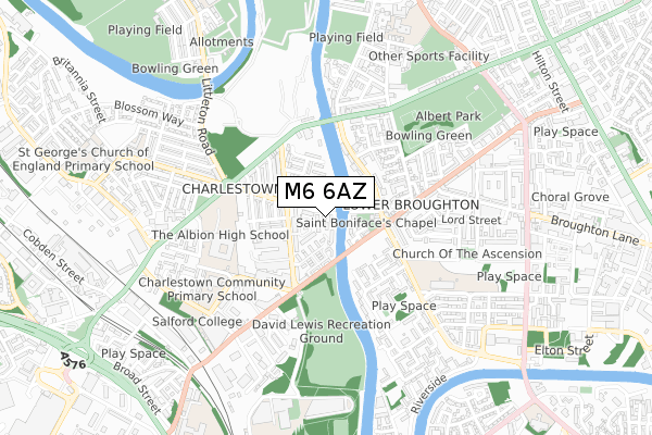 M6 6AZ map - small scale - OS Open Zoomstack (Ordnance Survey)