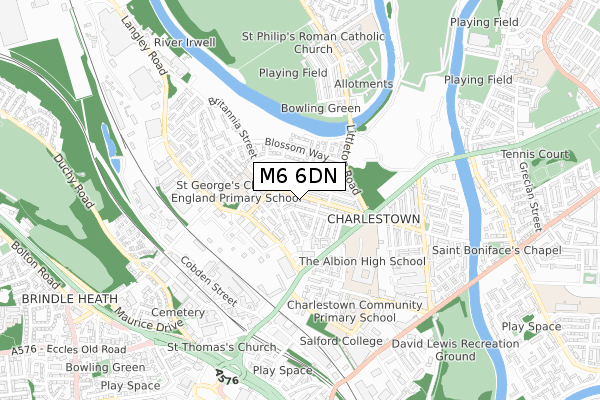 M6 6DN map - small scale - OS Open Zoomstack (Ordnance Survey)