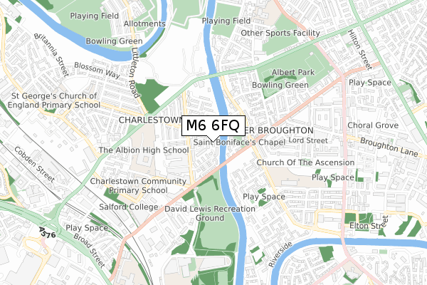 M6 6FQ map - small scale - OS Open Zoomstack (Ordnance Survey) M6 6FQ map - small scale - OS Open Zoomstack (Ordnance Survey)