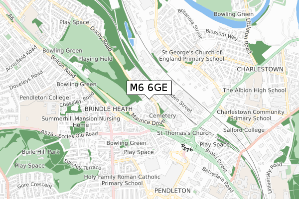 M6 6GE map - small scale - OS Open Zoomstack (Ordnance Survey)