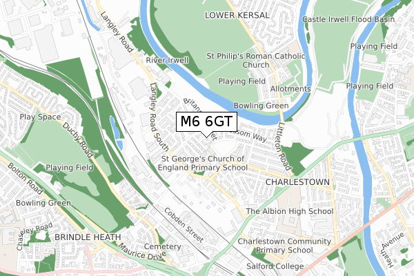 M6 6GT map - small scale - OS Open Zoomstack (Ordnance Survey)