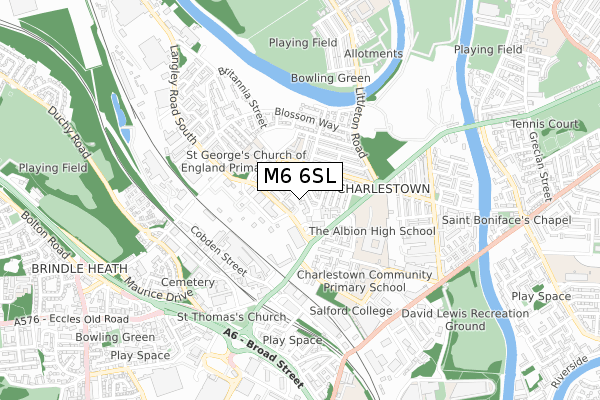 M6 6SL map - small scale - OS Open Zoomstack (Ordnance Survey)