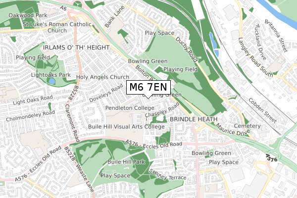 M6 7EN map - small scale - OS Open Zoomstack (Ordnance Survey)