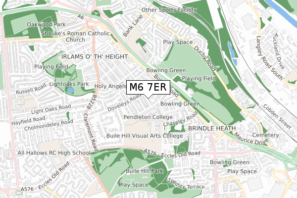 M6 7ER map - small scale - OS Open Zoomstack (Ordnance Survey)