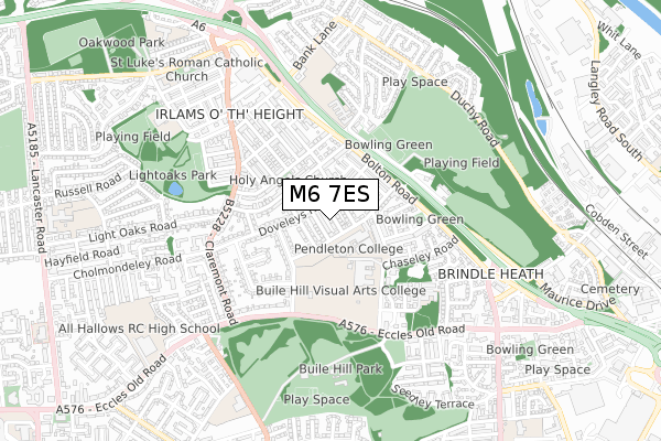 M6 7ES map - small scale - OS Open Zoomstack (Ordnance Survey)