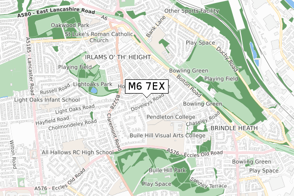 M6 7EX map - small scale - OS Open Zoomstack (Ordnance Survey)