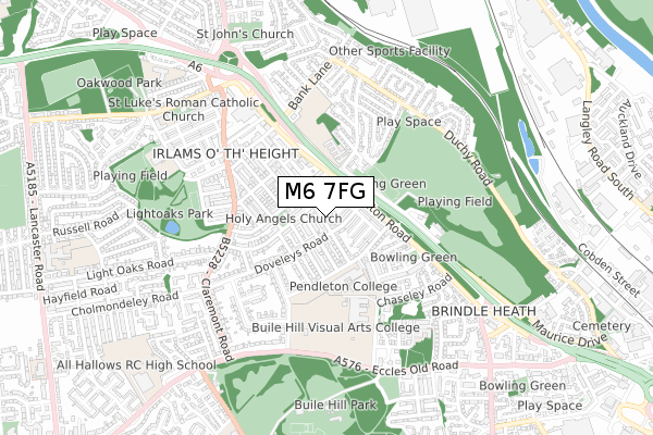 M6 7FG map - small scale - OS Open Zoomstack (Ordnance Survey)