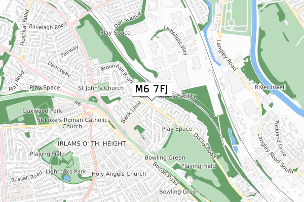 M6 7FJ map - small scale - OS Open Zoomstack (Ordnance Survey)