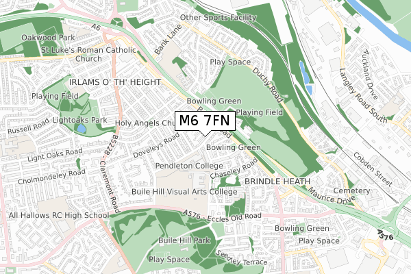 M6 7FN map - small scale - OS Open Zoomstack (Ordnance Survey)