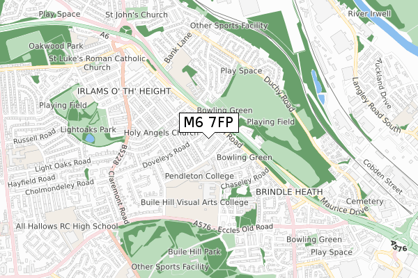 M6 7FP map - small scale - OS Open Zoomstack (Ordnance Survey)