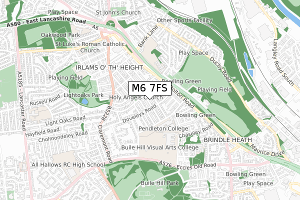 M6 7FS map - small scale - OS Open Zoomstack (Ordnance Survey)