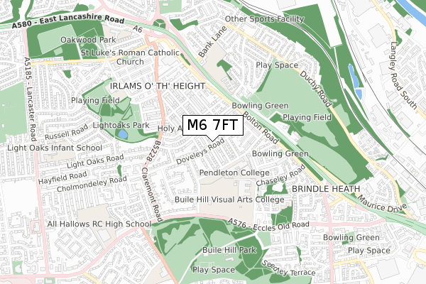 M6 7FT map - small scale - OS Open Zoomstack (Ordnance Survey)