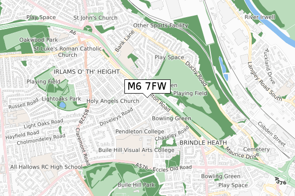M6 7FW map - small scale - OS Open Zoomstack (Ordnance Survey)