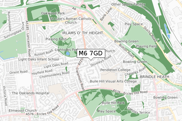 M6 7GD map - small scale - OS Open Zoomstack (Ordnance Survey)