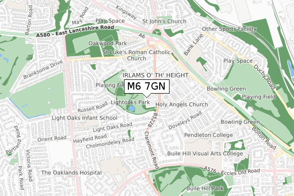 M6 7GN map - small scale - OS Open Zoomstack (Ordnance Survey)