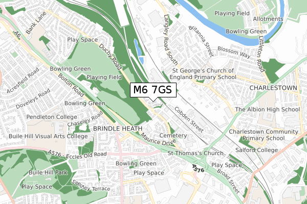 M6 7GS map - small scale - OS Open Zoomstack (Ordnance Survey)