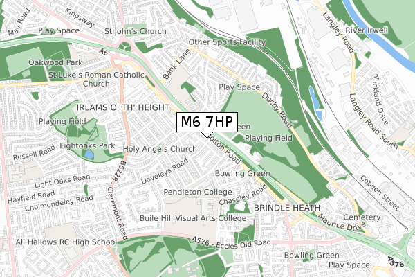 M6 7HP map - small scale - OS Open Zoomstack (Ordnance Survey)