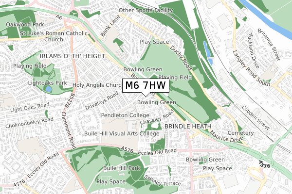 M6 7HW map - small scale - OS Open Zoomstack (Ordnance Survey)